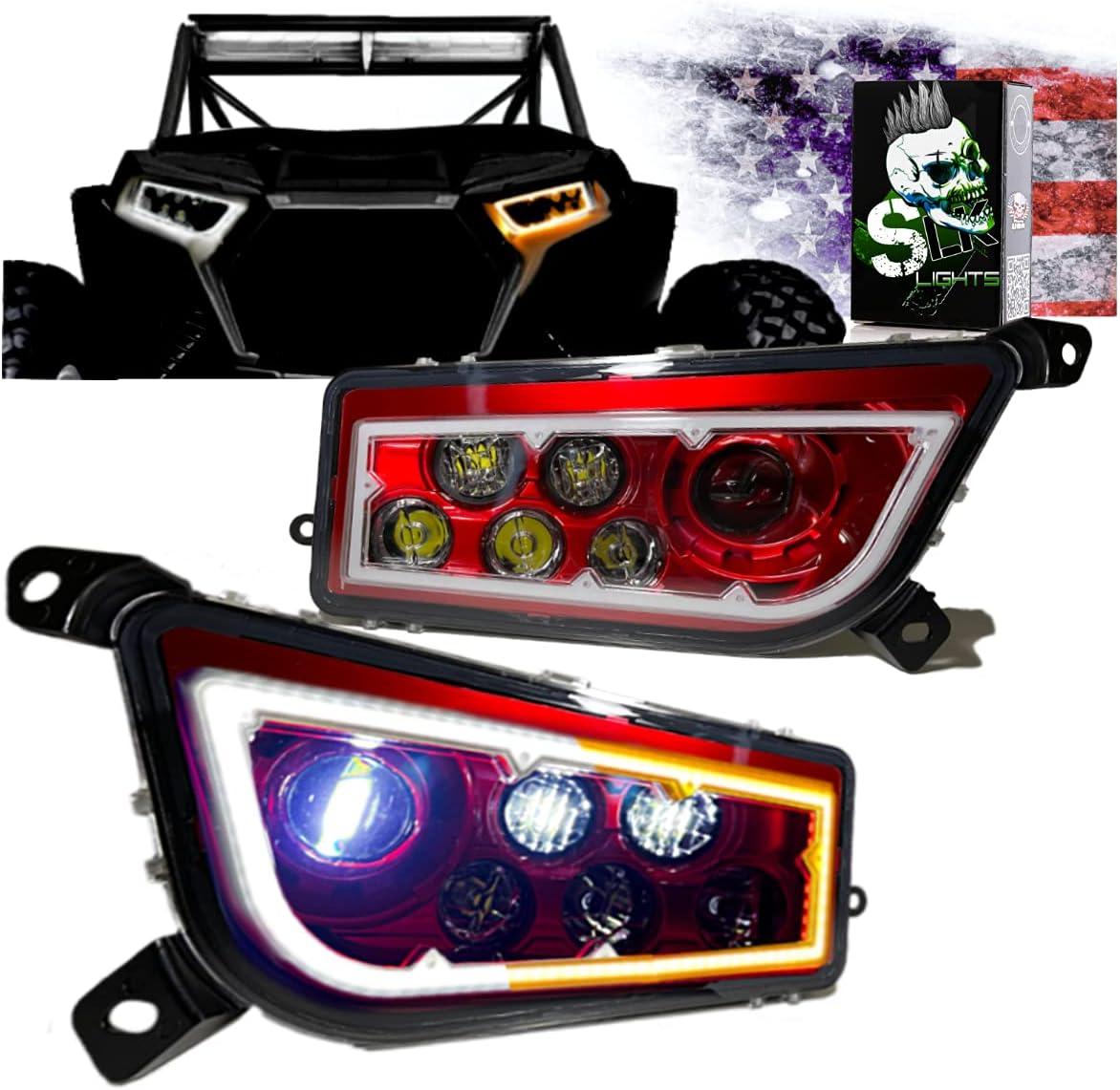 Red Razor RZR LED Headlight Halo Turn Signal Kit K895