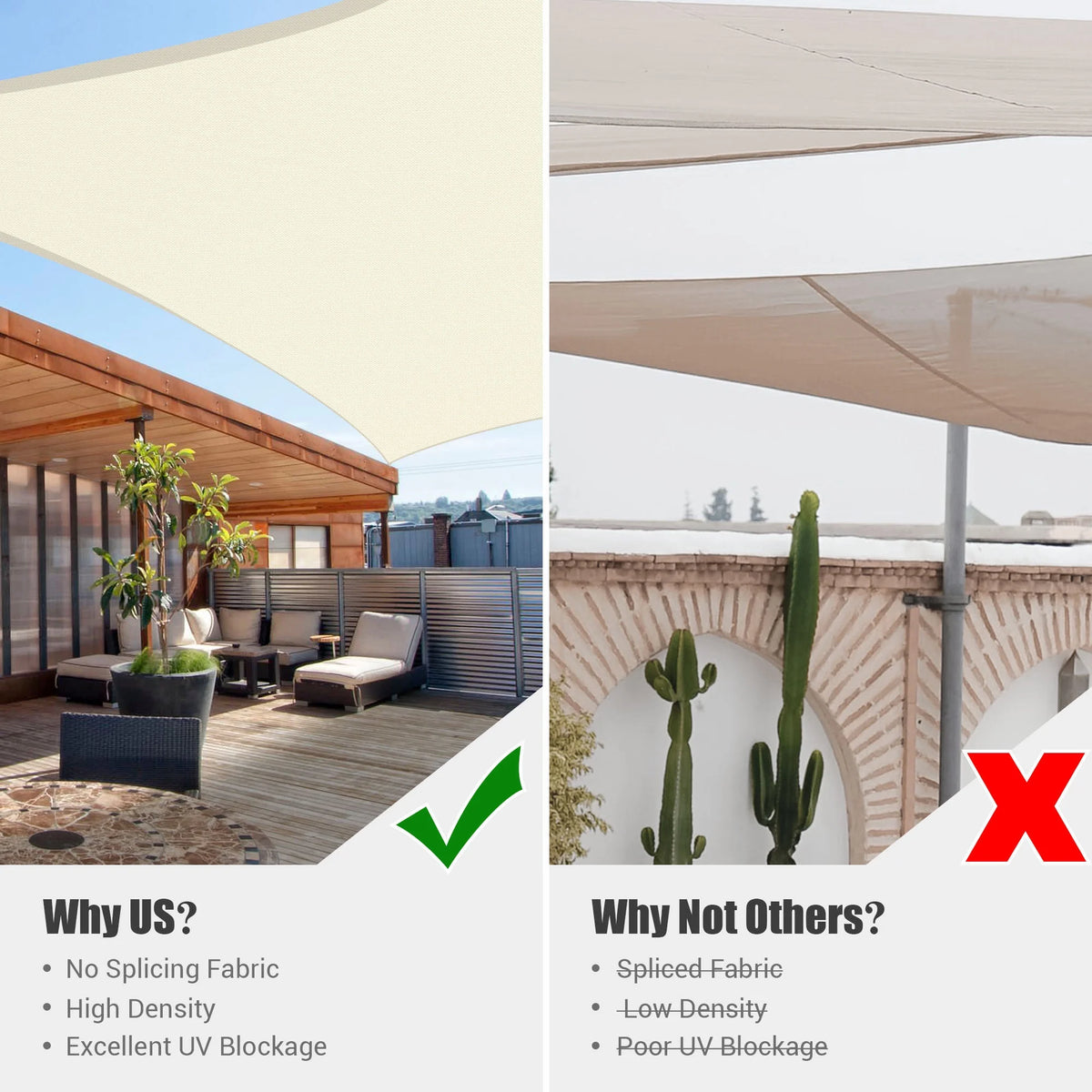 Off White Rectangle Sun Shade Sail Canopy I243856