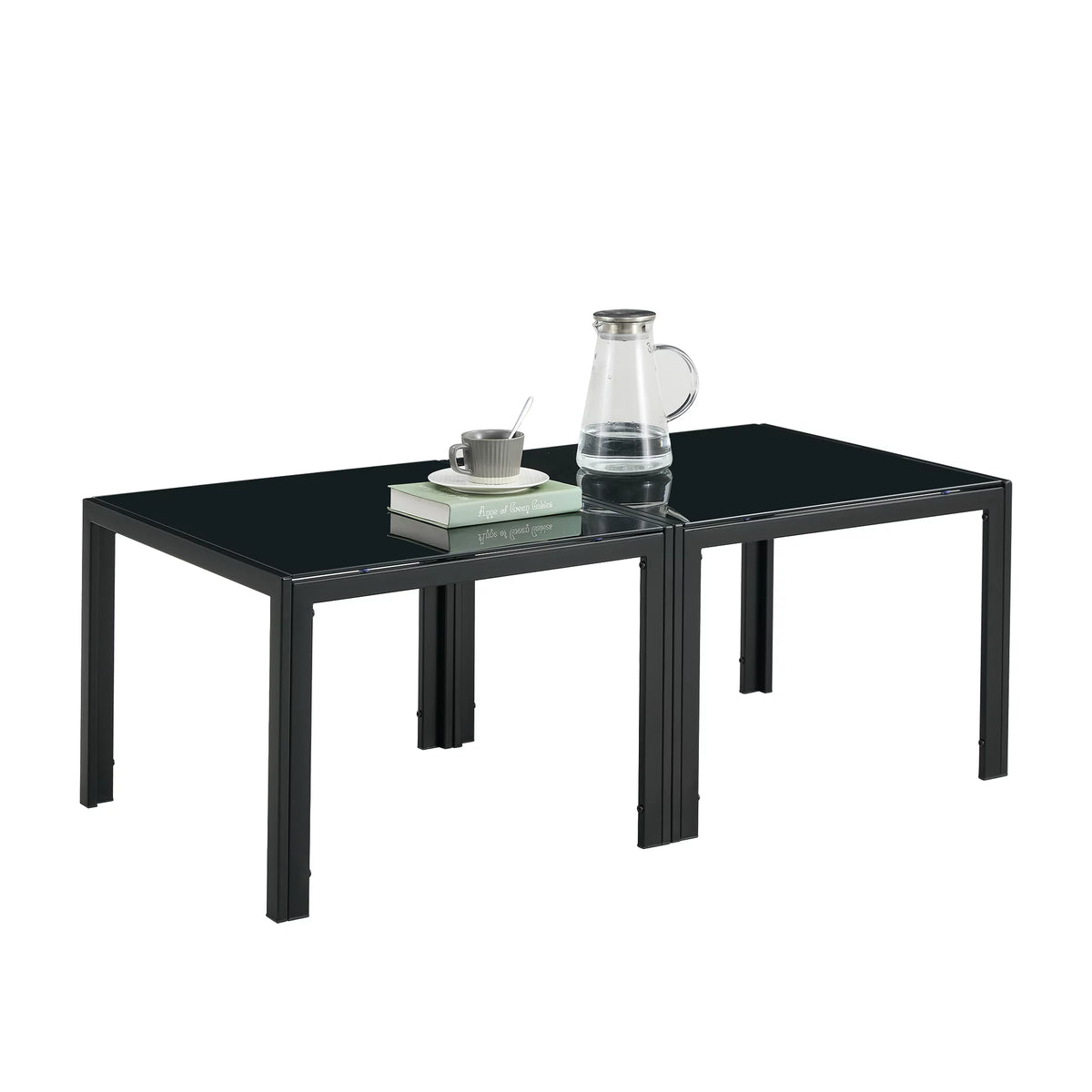 Set of 2 Square Tempered Glass Coffee Table V587