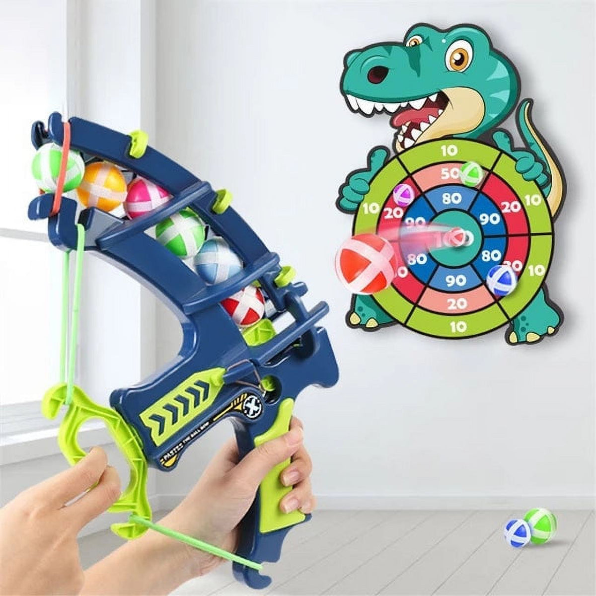 Dinosaur Slingshot Sticky Ball Dart Board Game C49351