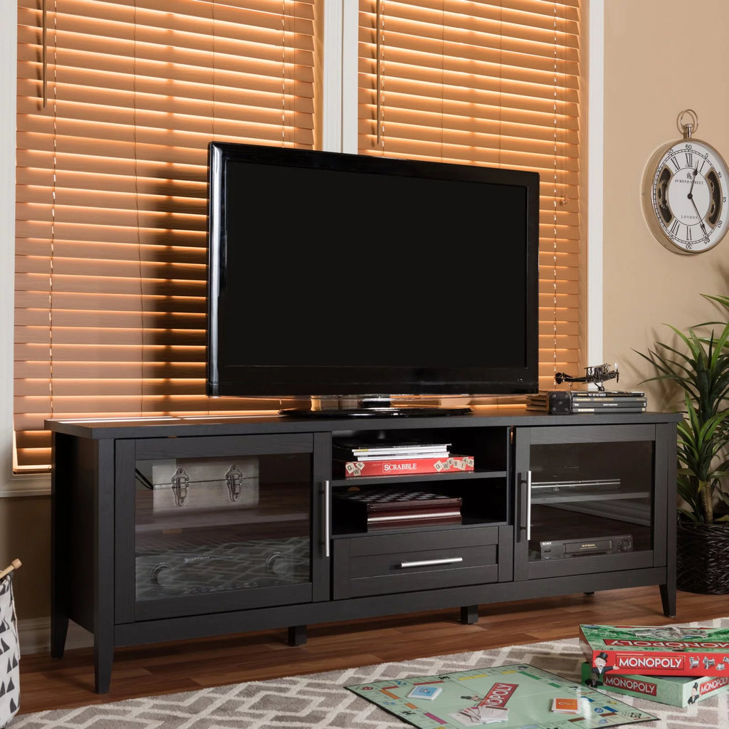71" Espresso Wood TV Stand D6412