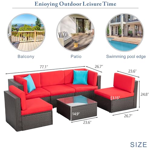5 Piece Brown PE Wicker Outdoor Sectional Set with Ottoman F219