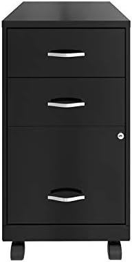3 Drawer Metal Mobile File Cabinet with Lock, Black D714382