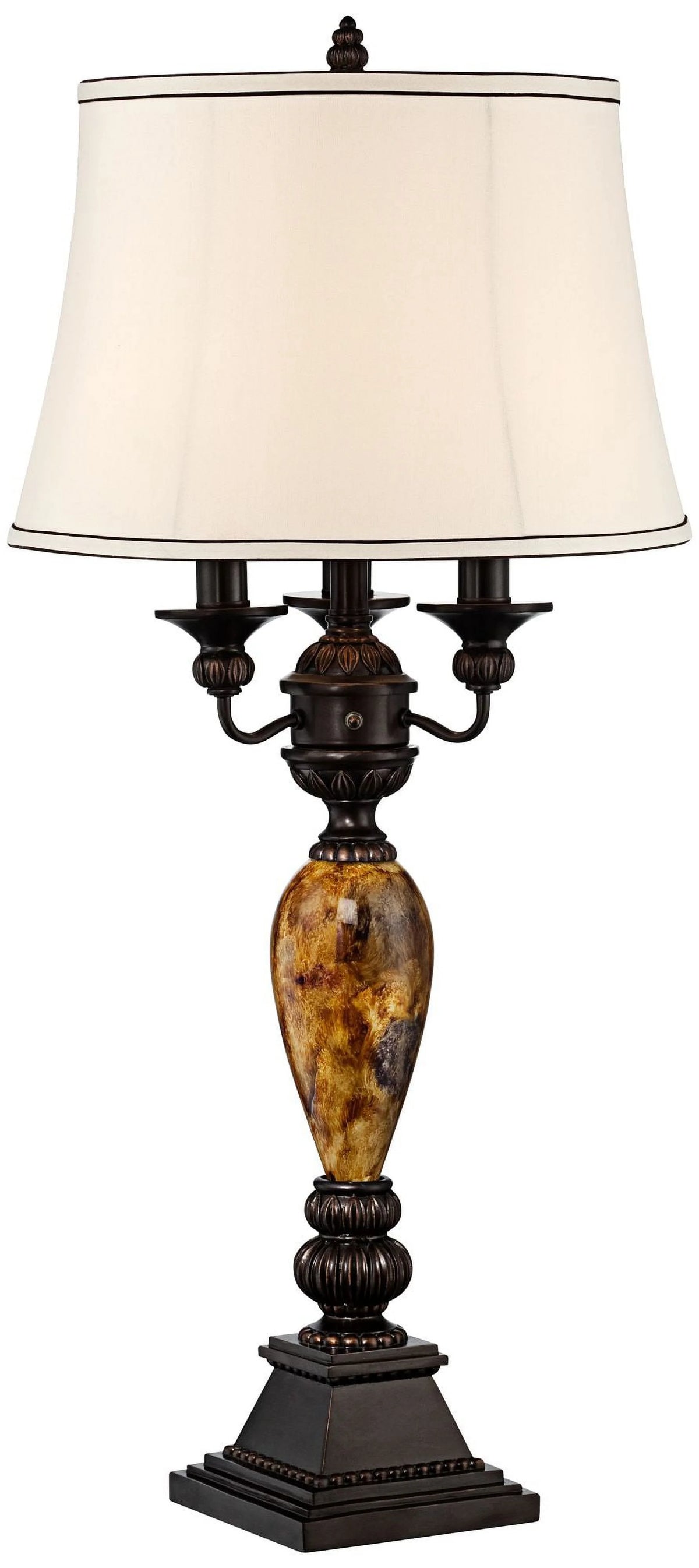 Traditional Table Lamp 37" Tall Bronze with White Bell Shade C9424