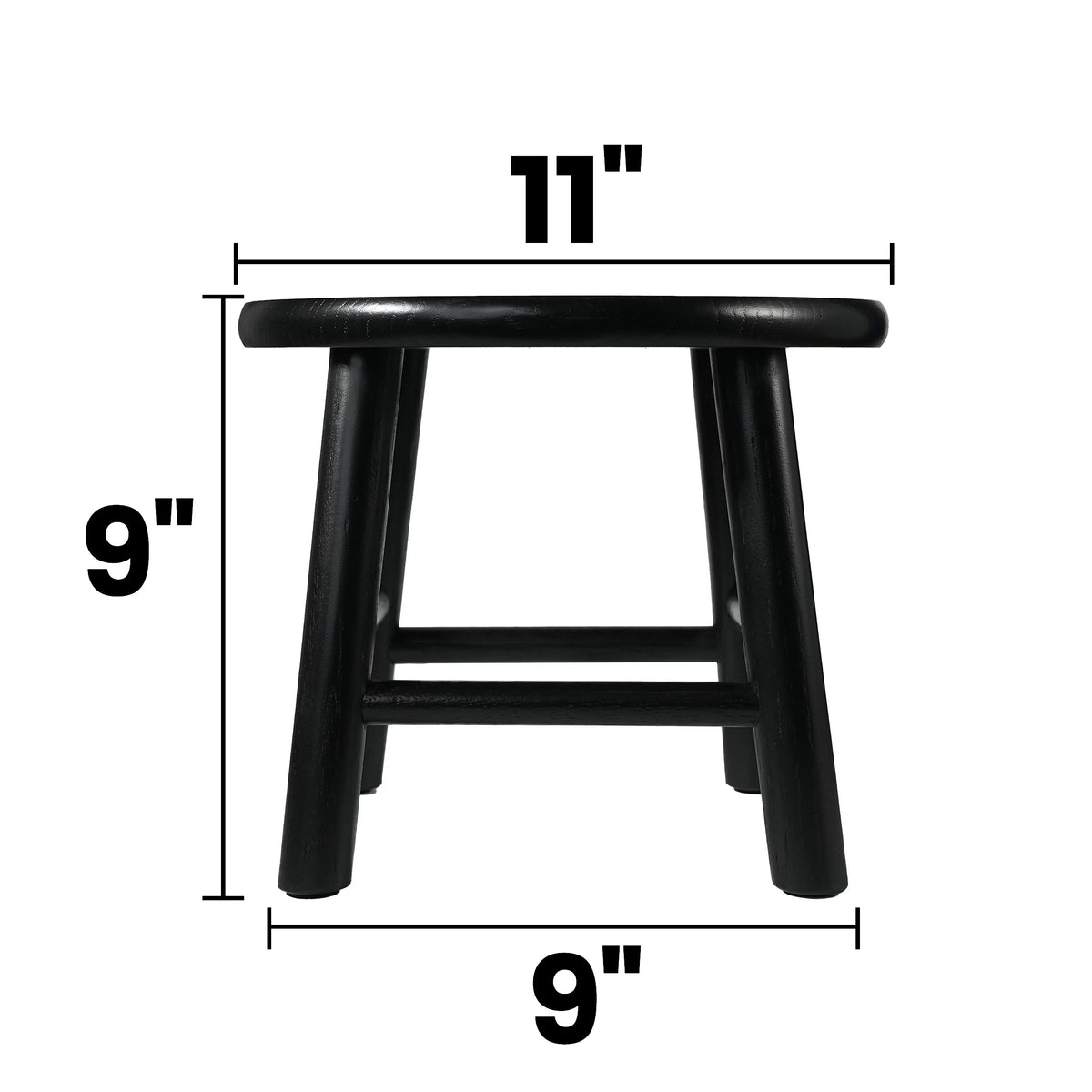 9" Black Solid Wood Stool X75632
