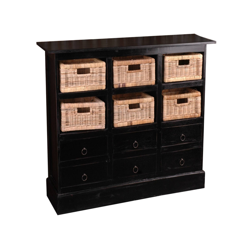 Black and Beige Six Basket Cabinet Y87514