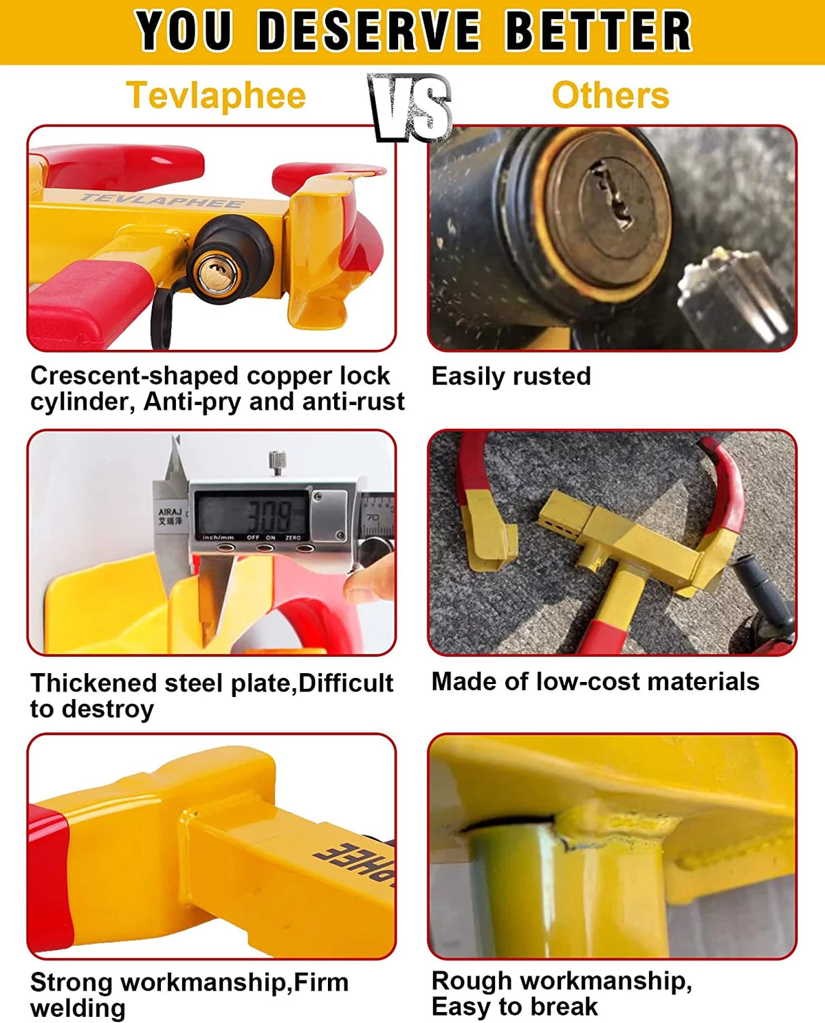 Heavy Duty Anti Theft Wheel Lock with 3 Keys Q23520
