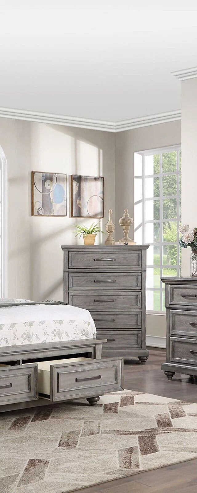 Contemporary Grey 6pc Cal King Bedroom Furniture Set L380386