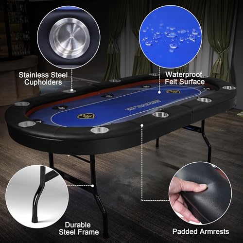 84" Foldable Blackjack Poker Table with Cup Holders H720846