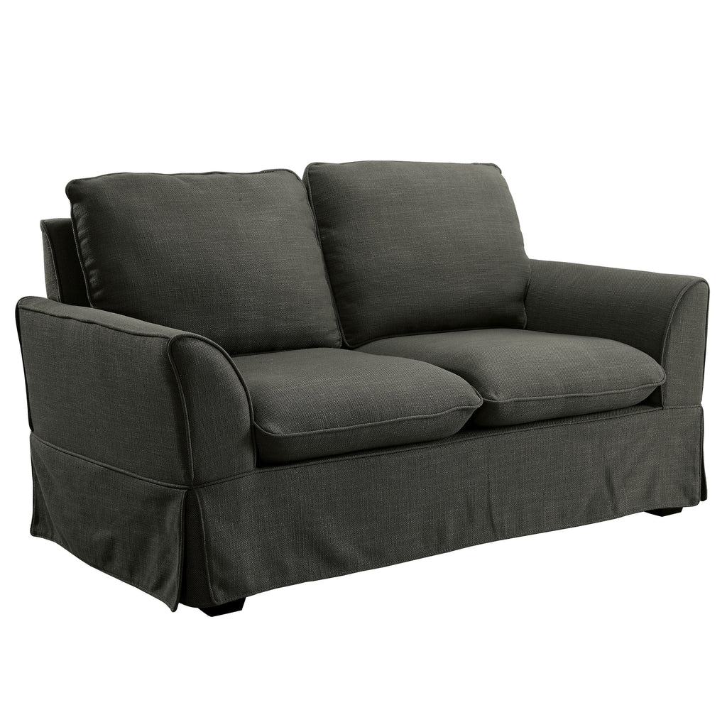Gray Fabric Upholstered 2-Seater Loveseat Sofa V63355