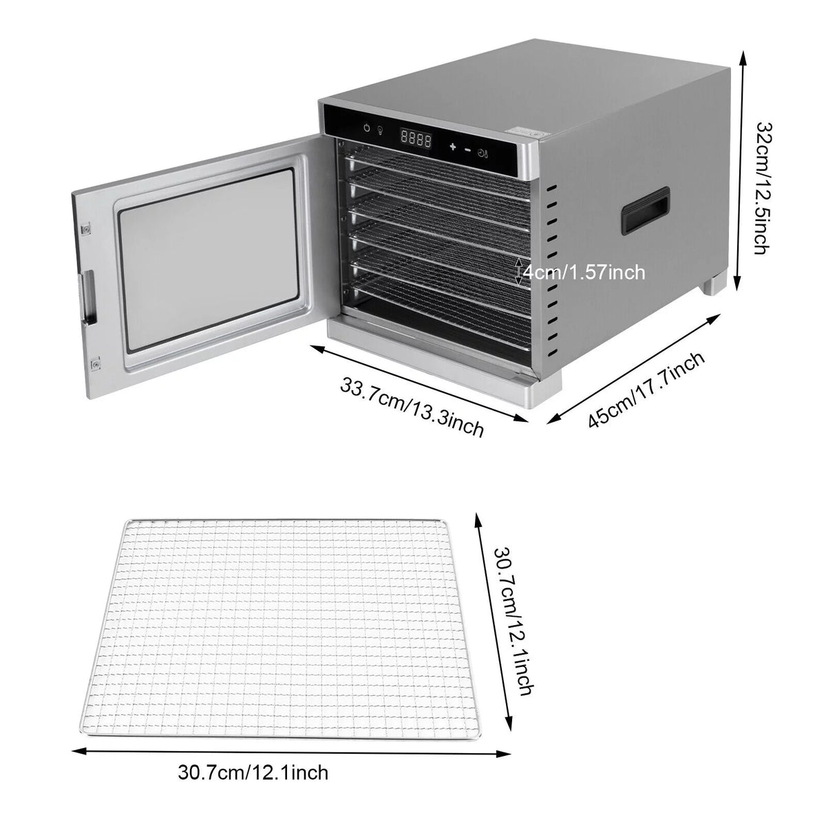 6/8 Tray Stainless Steel Food Dehydrator 700W O930