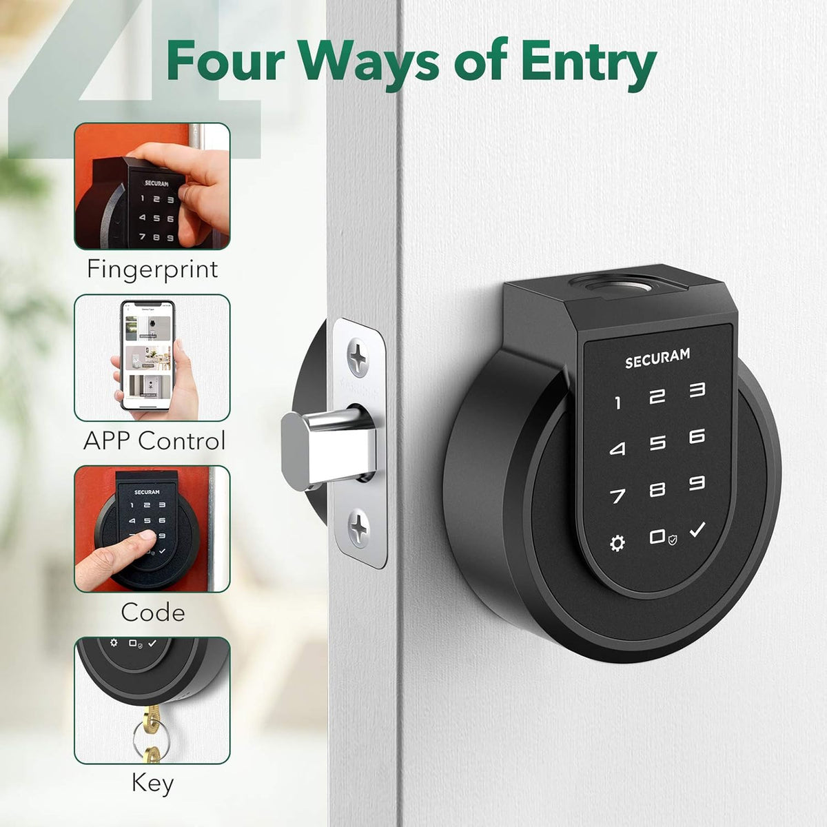 Touch Smart Lock Deadbolt with Smart Hub, Fingerprint, Touchpad, Remote Control, Voice Control, Auto-relock and Alarm S587875
