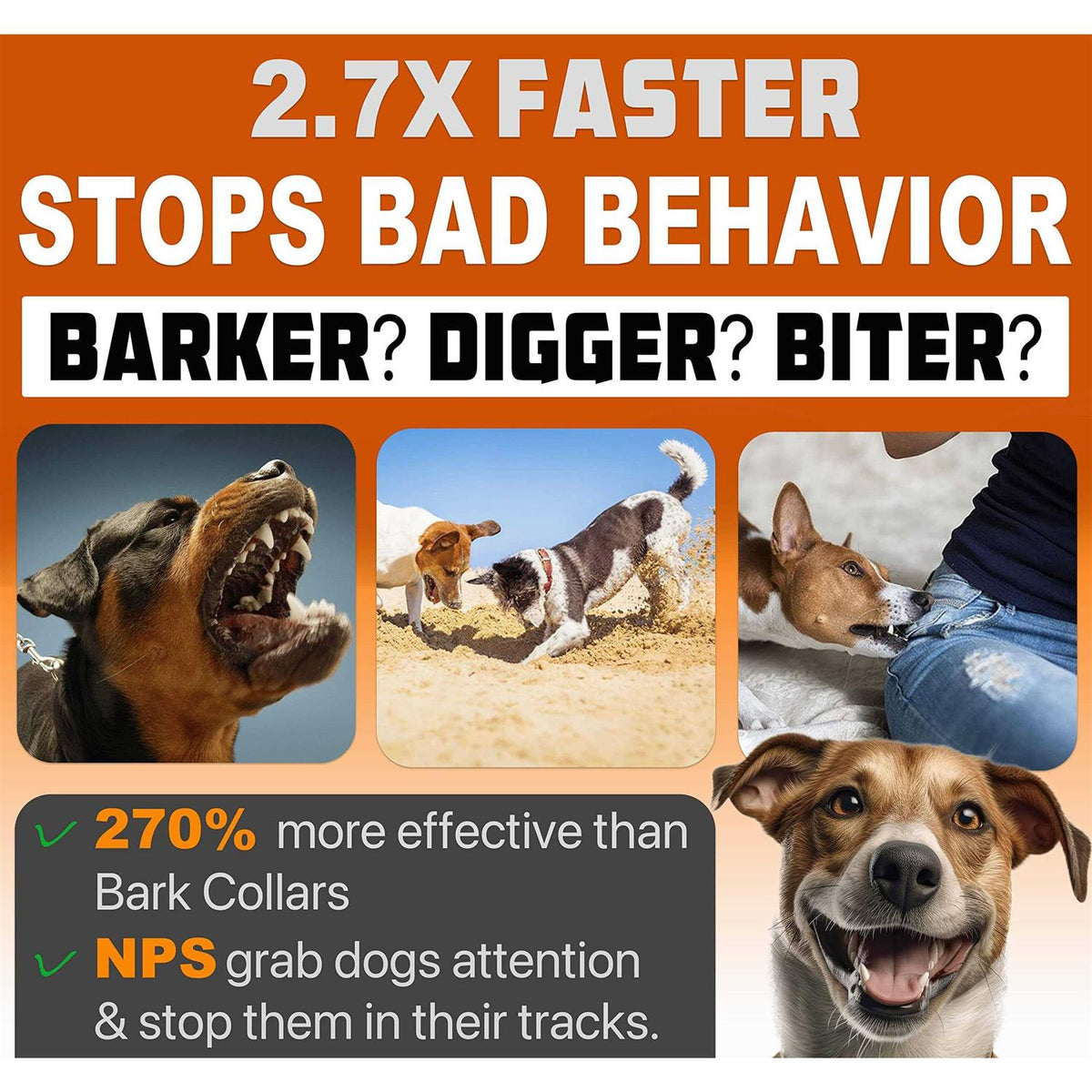 Dog Bark Deterrent Devices with 3X Sonic Emitters 50ft Range M1097