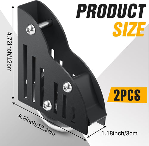 2 Pcs Sliding Library Ladder Floor Roller with Brake Black J24527