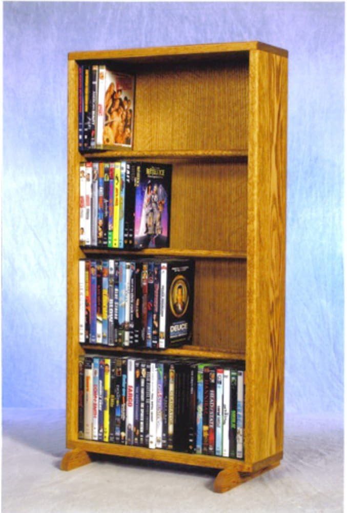 Solid Oak 4 Row Dowel CD/DVD Cabinet Tower B6173