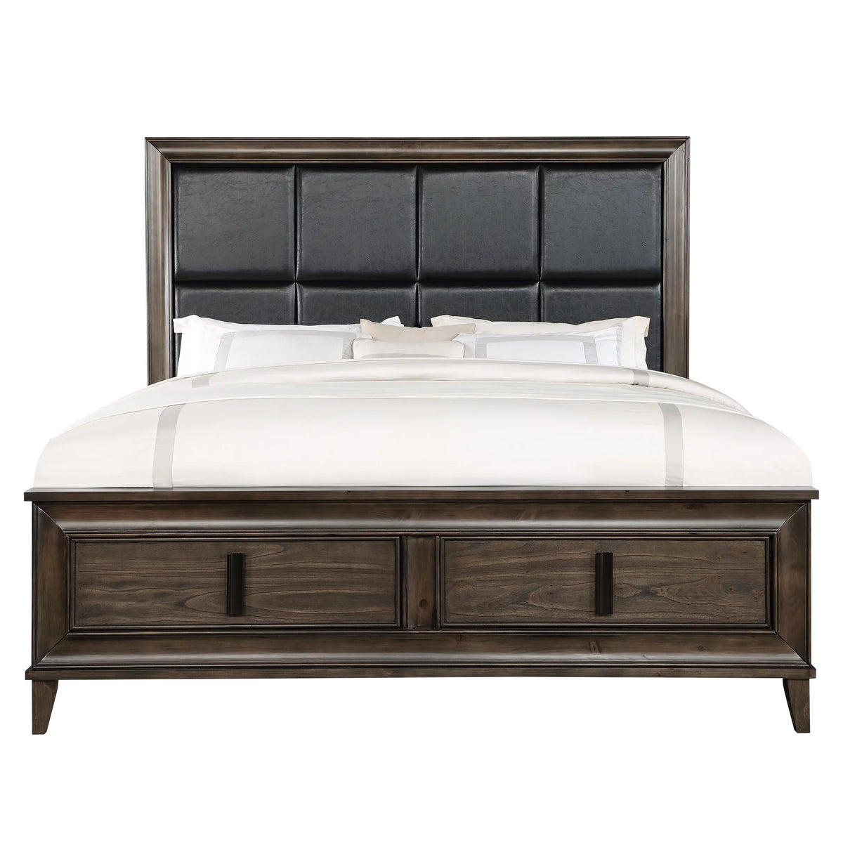 Dark Brown Wood 5-Piece Upholstered Storage Bedroom Set J54352