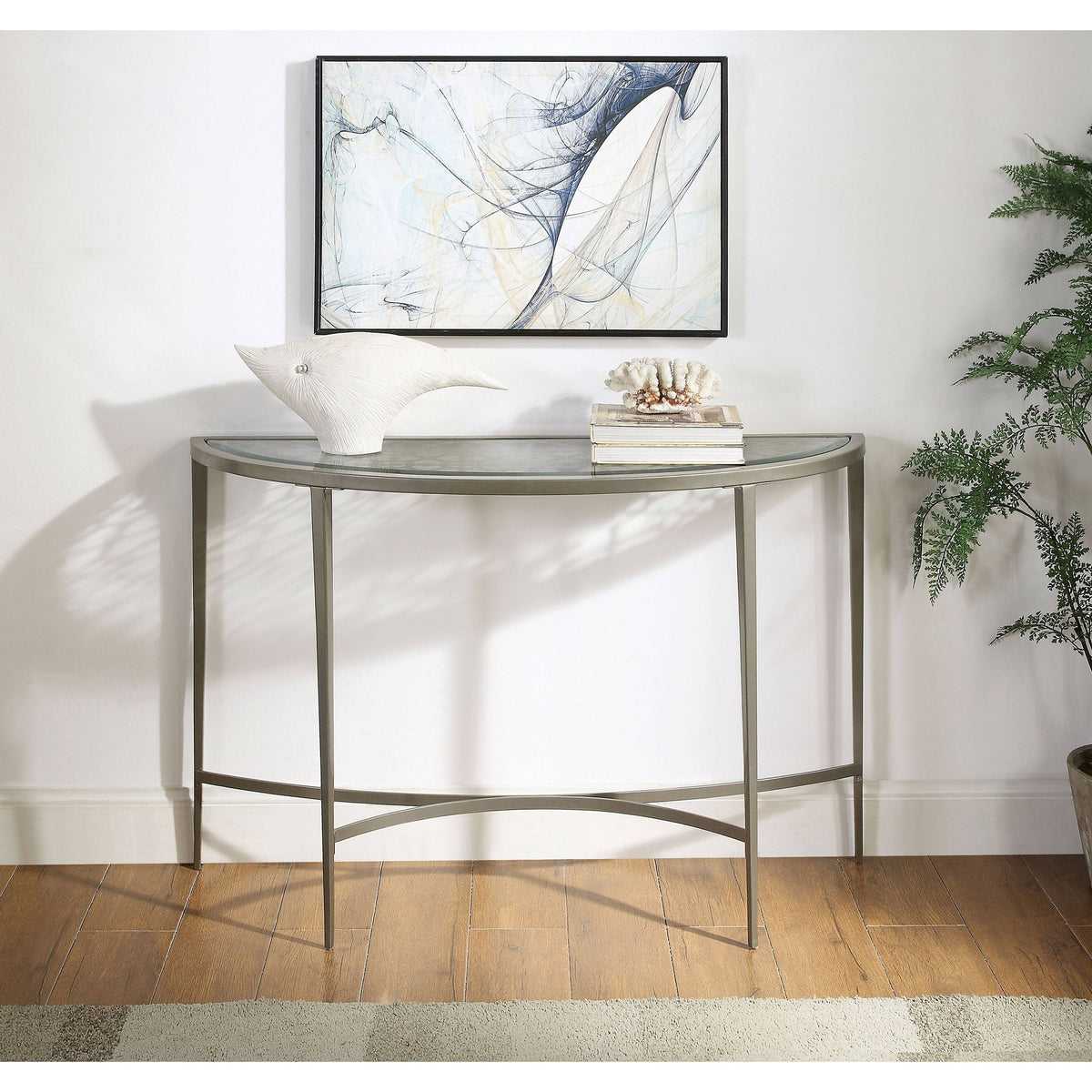 White Tempered Glass Sofa Table Y9709