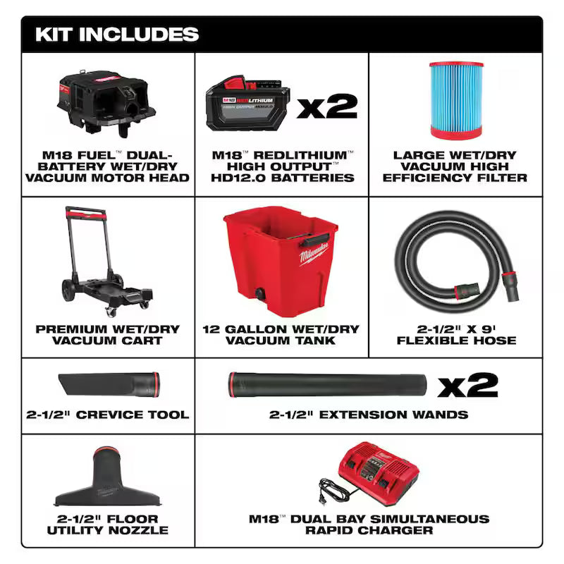 12 Gal. Cordless Wet/Dry Shop Vac Kit with Filter D3627