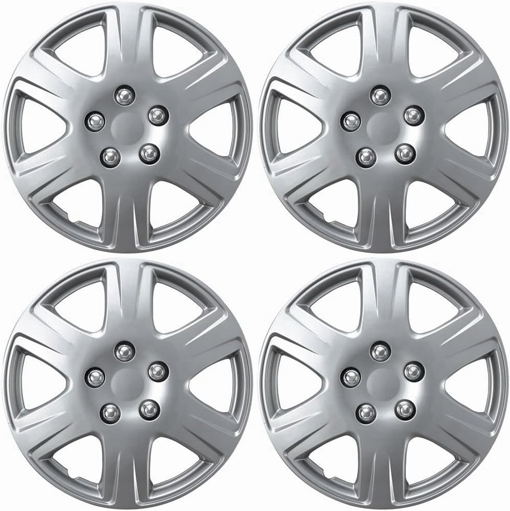 15 inch Silver Set of 4 Hubcaps Rim Covers for Wheels A504