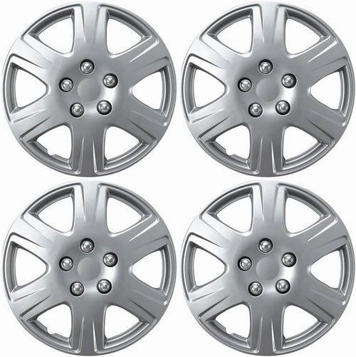 15 inch Silver Set of 4 Hubcaps Rim Covers for Wheels A504
