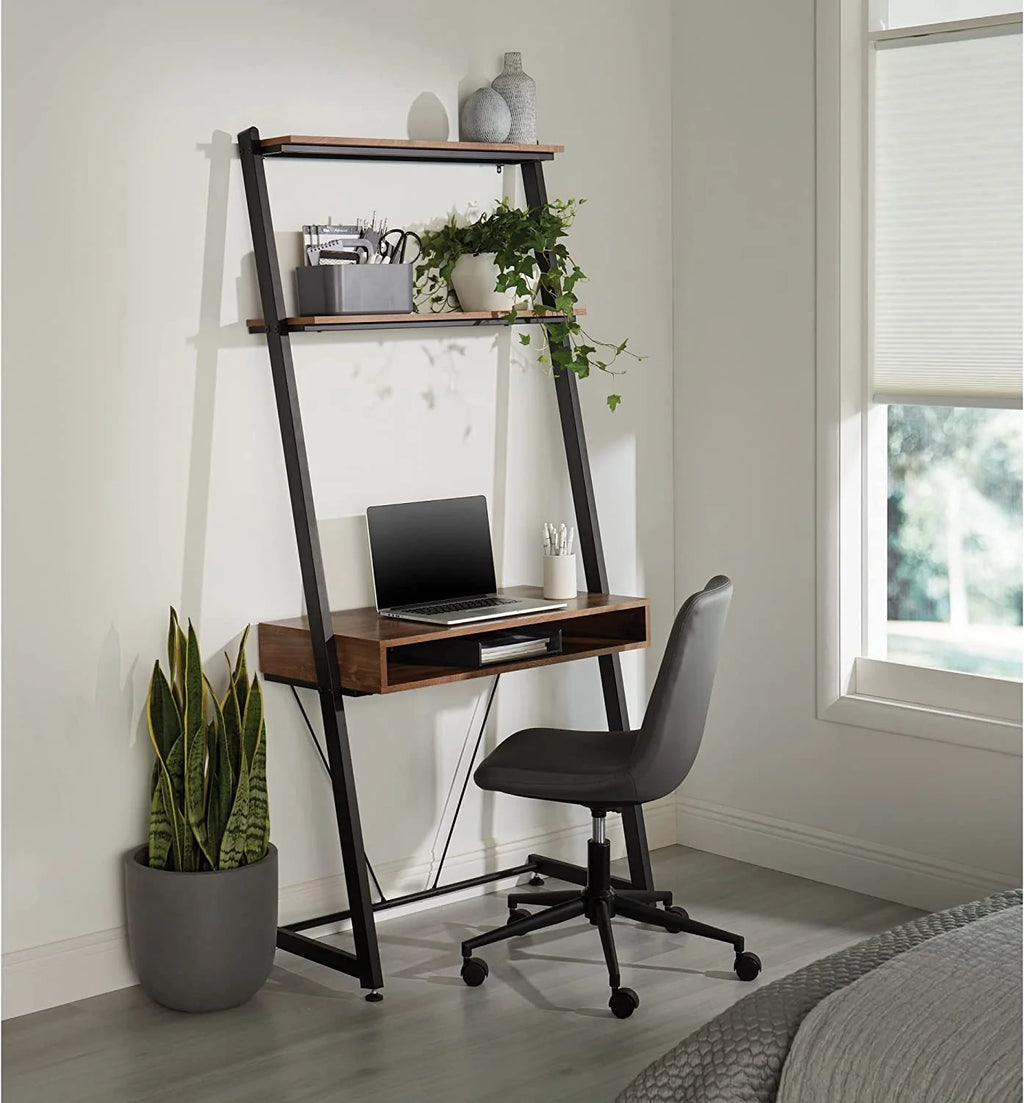 Dark Gray Leather Low-Back Task Chair L339896