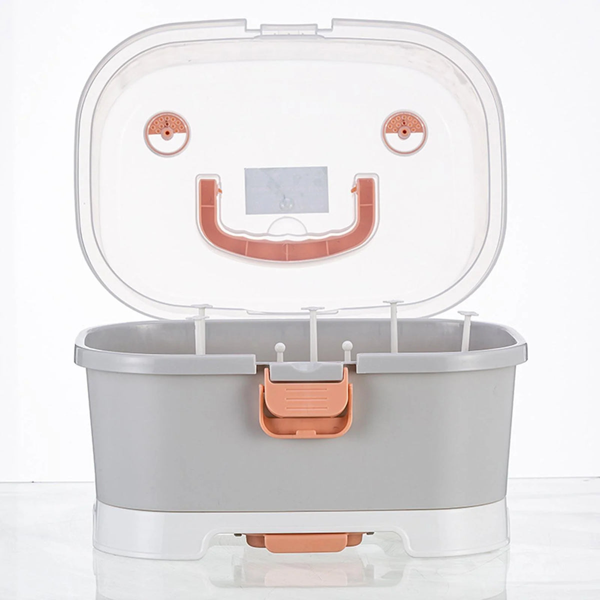 Gray Baby Bottle Drying Rack Storage Organizer with Lid H947678