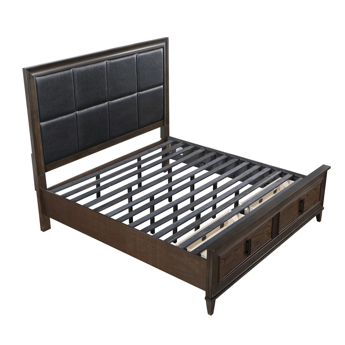 Dark Brown Wood 5-Piece Upholstered Storage Bedroom Set J54352