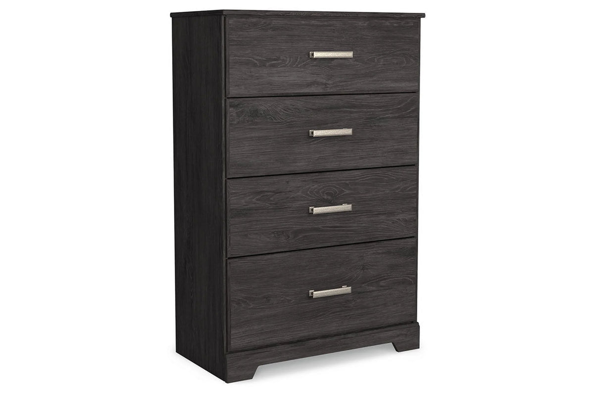 Black Four Drawer Engineered Wood Chest D709