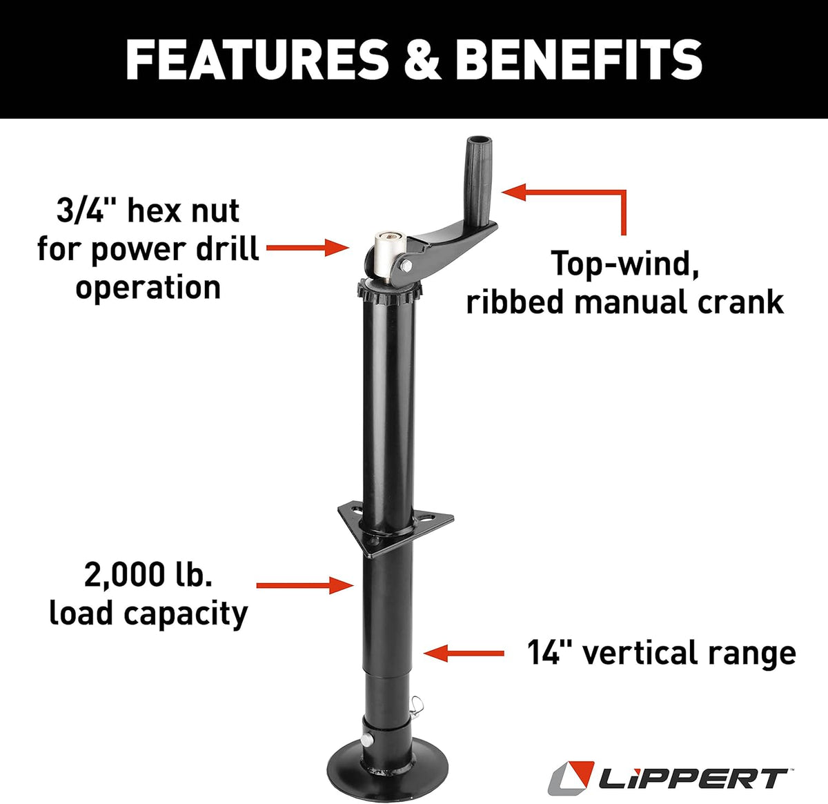 Black 2000lb Quick Drop Tongue Jack Pack of 2 X181789