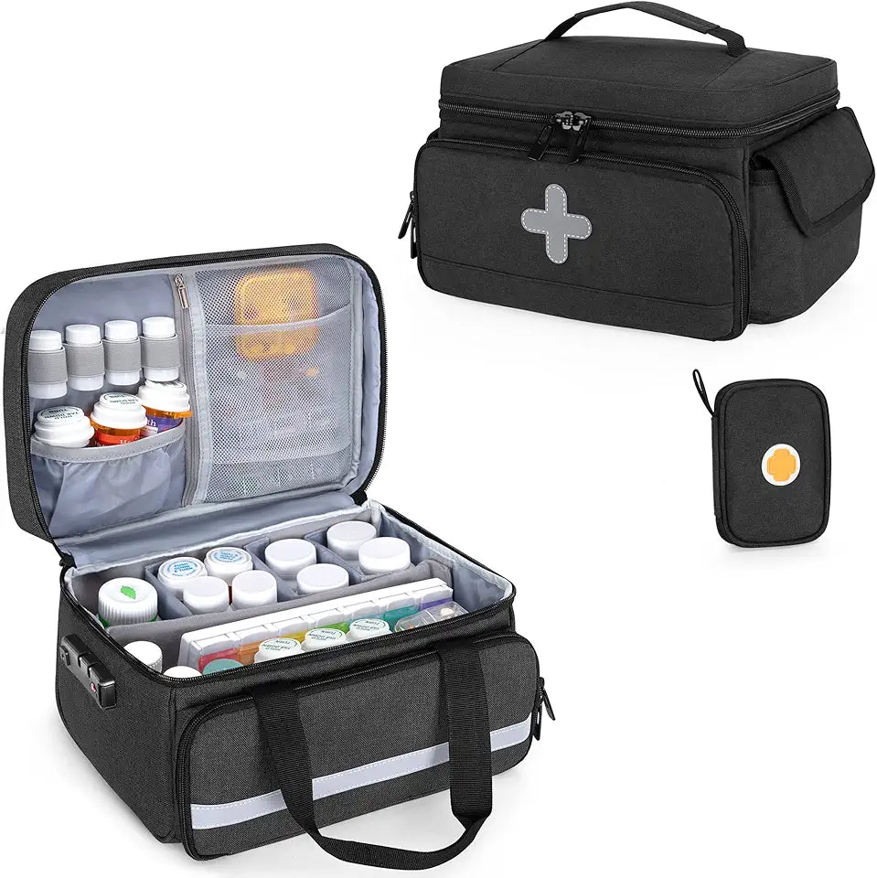 Pill Bottle Organizer Bag with Lock M593