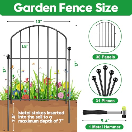 Arched Rustproof Metal Decorative Garden Fence 17in x 10ft D61561