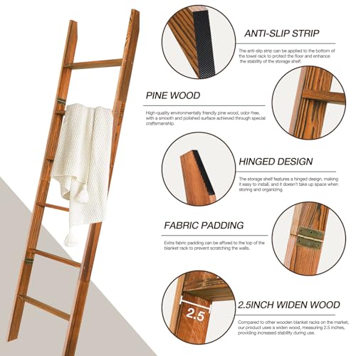 6-Tier Wooden Blanket Ladder Shelf A386049