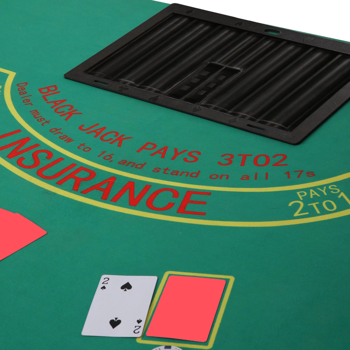 Folding Poker Table for 7 Player, 71" Blackjack Table with Foldable Legs and Removable Metal Cup Holder, Green Felt F958
