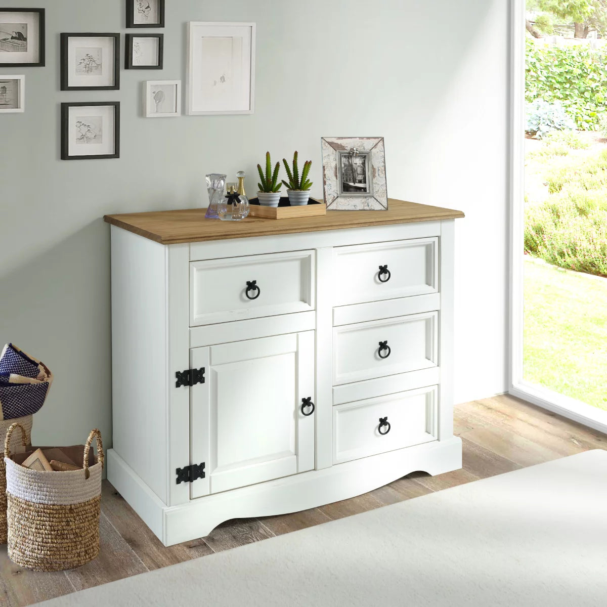 Wood Buffet Sideboard 1 Door 4 Drawers U418688