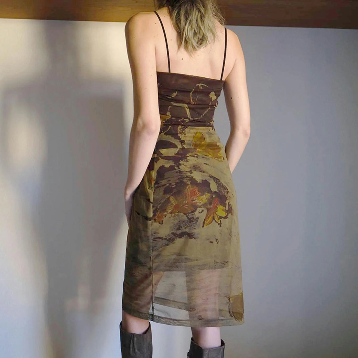 Brown Mesh Skirt E409