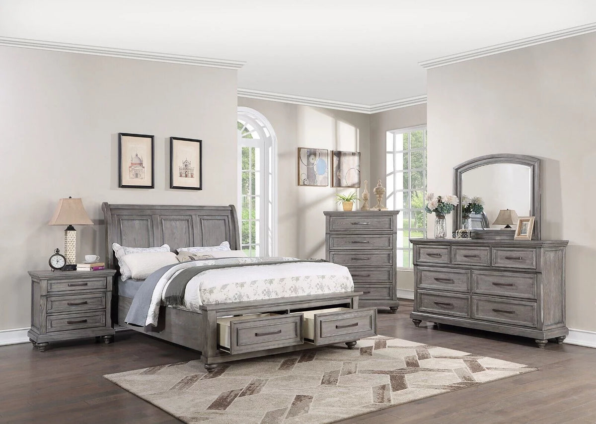 Contemporary Grey 6pc Cal King Bedroom Furniture Set L380386