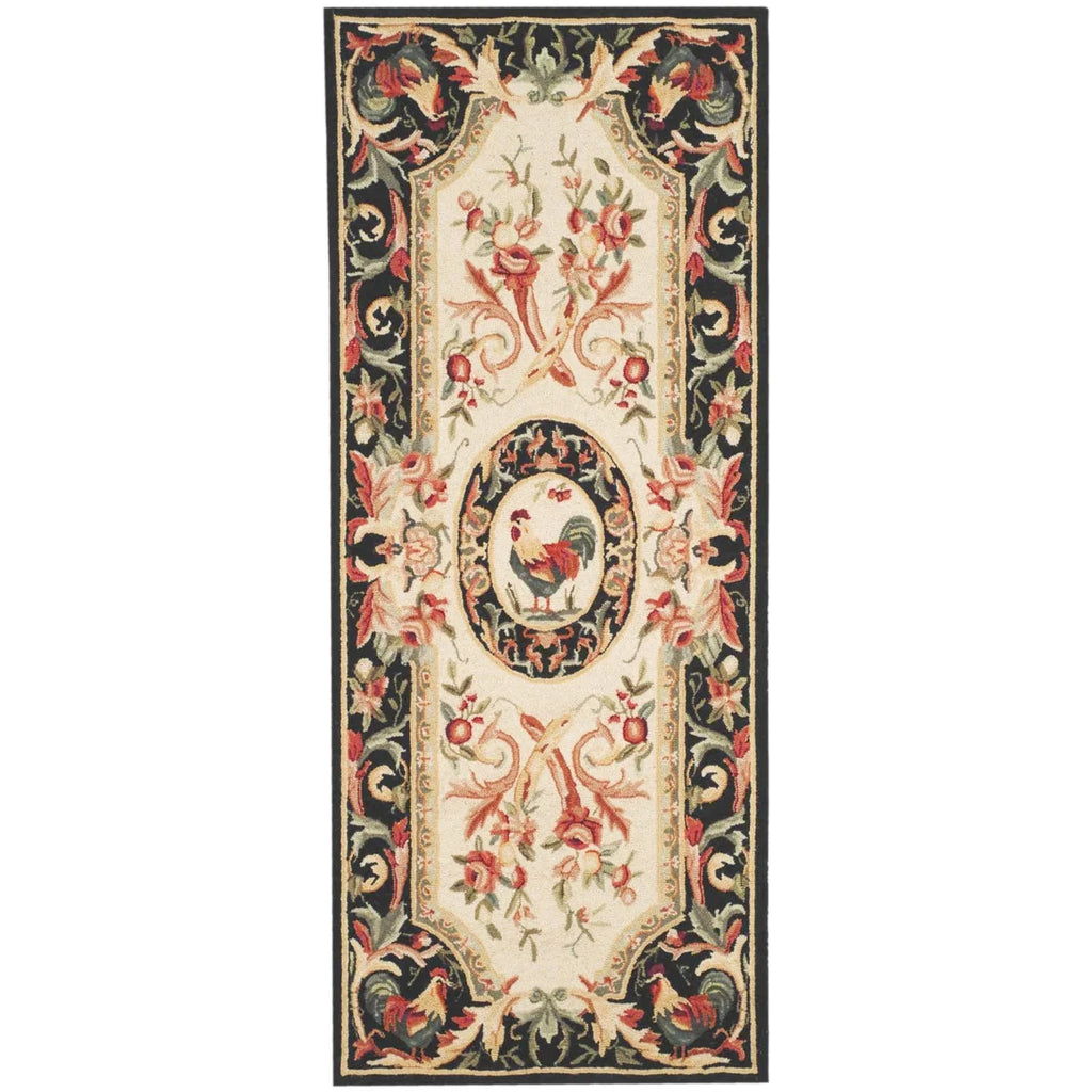 Ivory/Black Wool Novelty Area Rug O930653