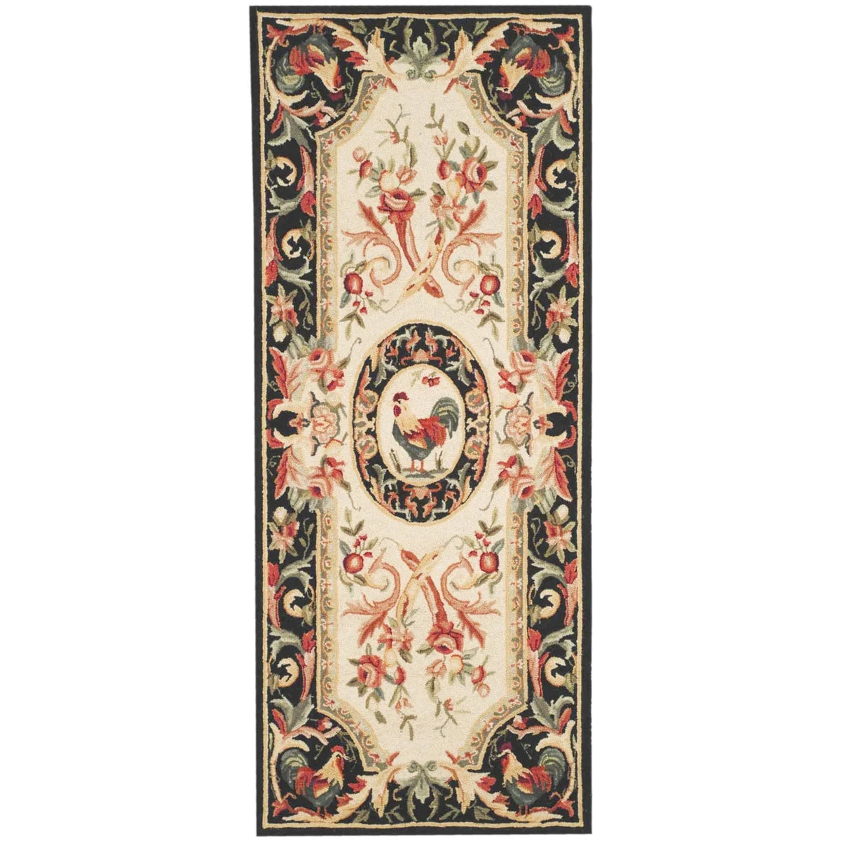 Ivory/Black Wool Novelty Area Rug O930653