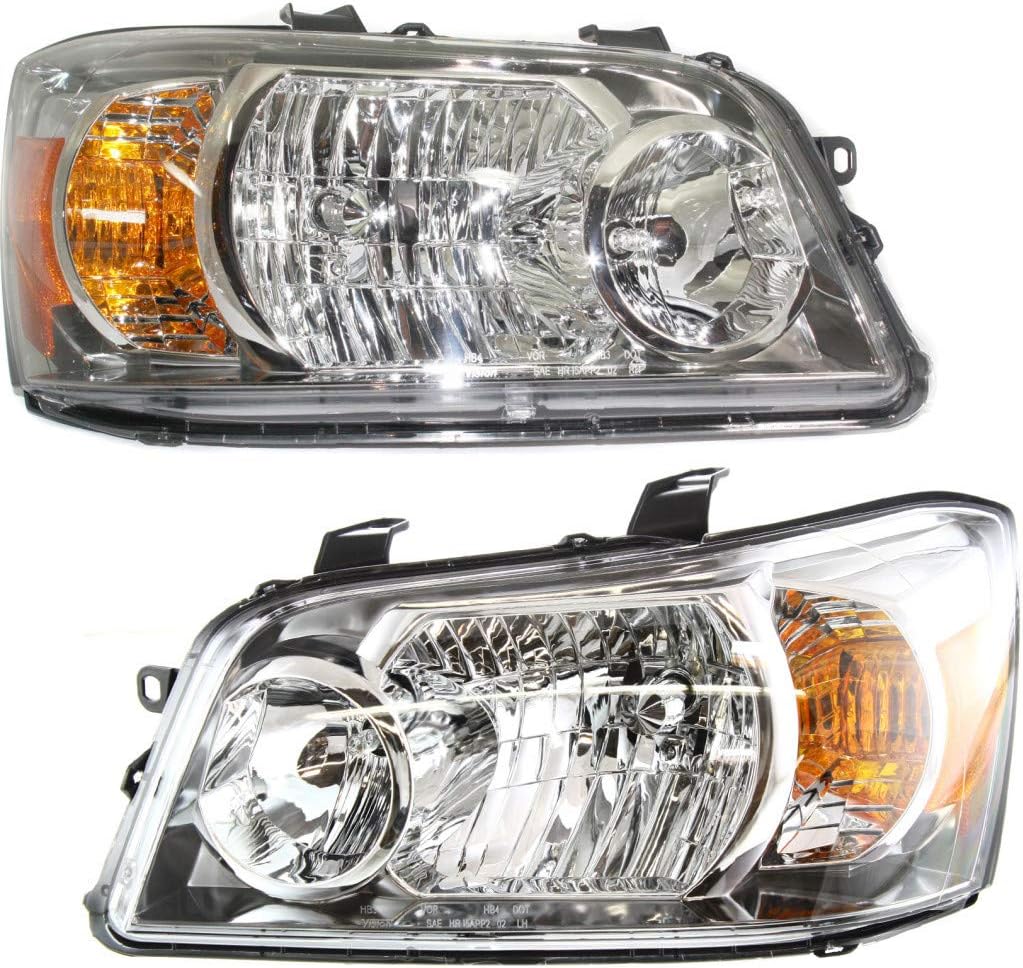 Headlight Assembly Pair for Toyota Highlander 2004 2005 2006 Halogen X43671