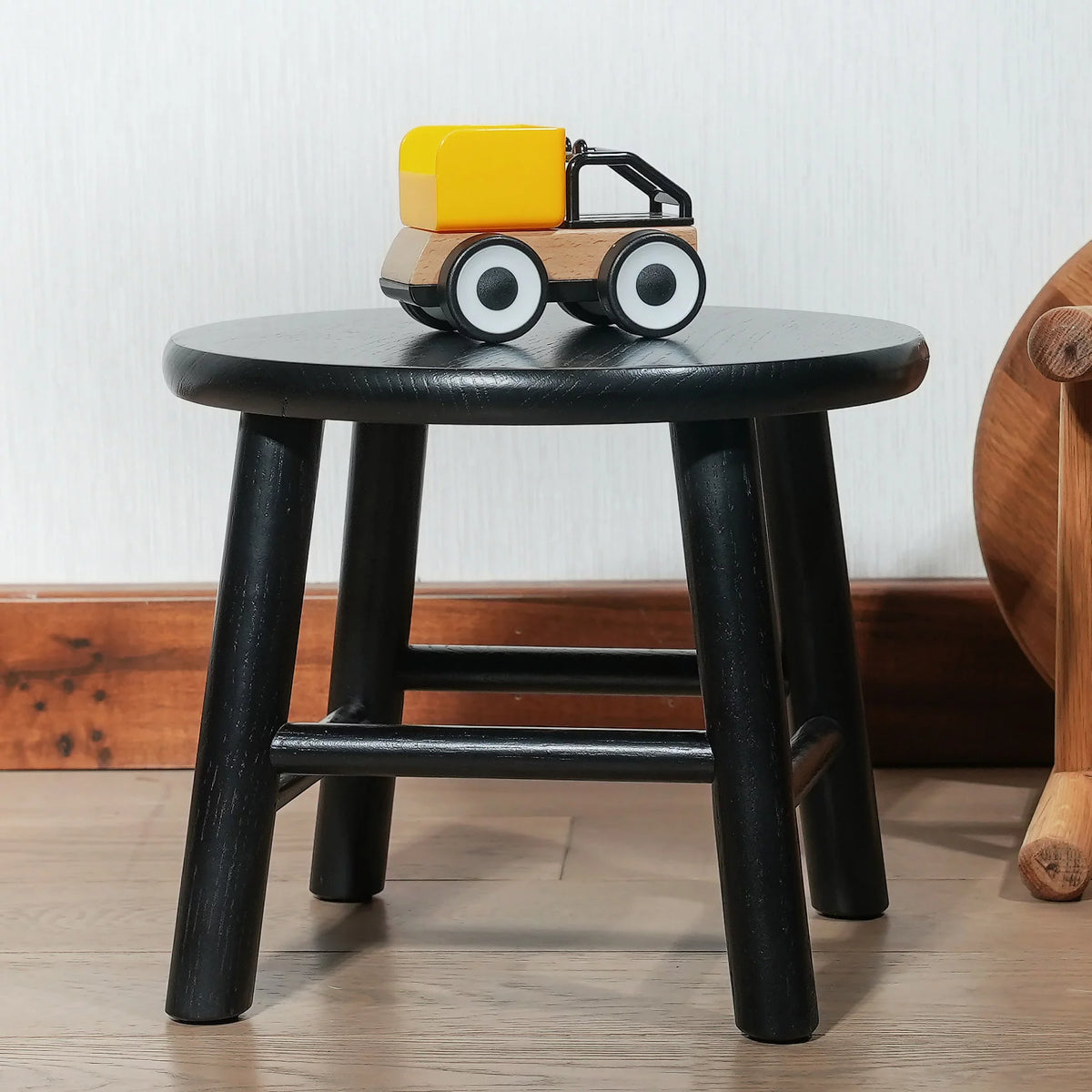 9" Black Solid Wood Stool X75632
