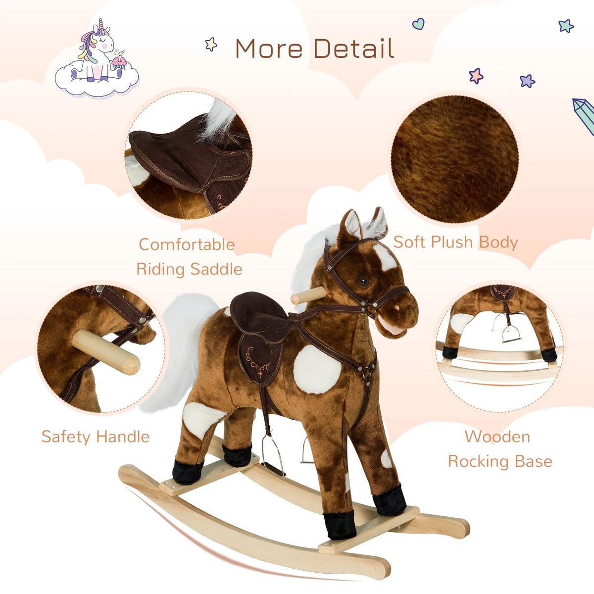 Plush Kids Ride On Rocking Horse Toy T119980