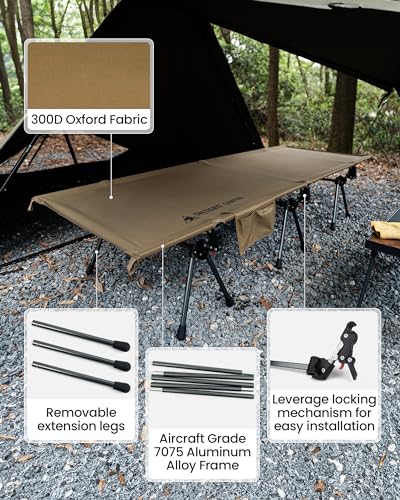 Height Adjustable Portable Folding Camping Cot (Ranger Green) N124