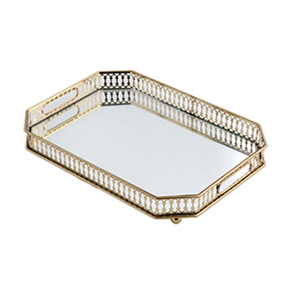 Vintage Glass Metal Vanity Tray P32318