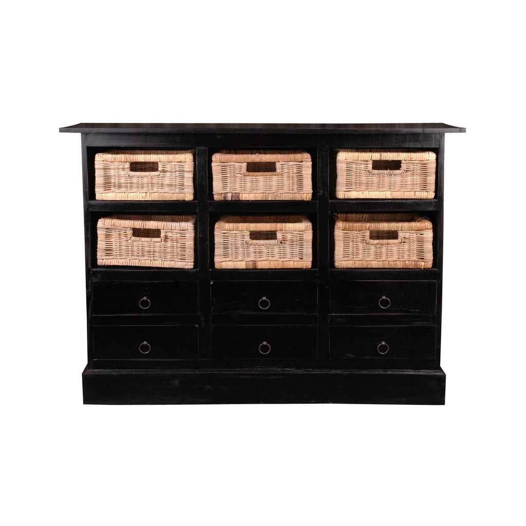 Black and Beige Six Basket Cabinet Y87514