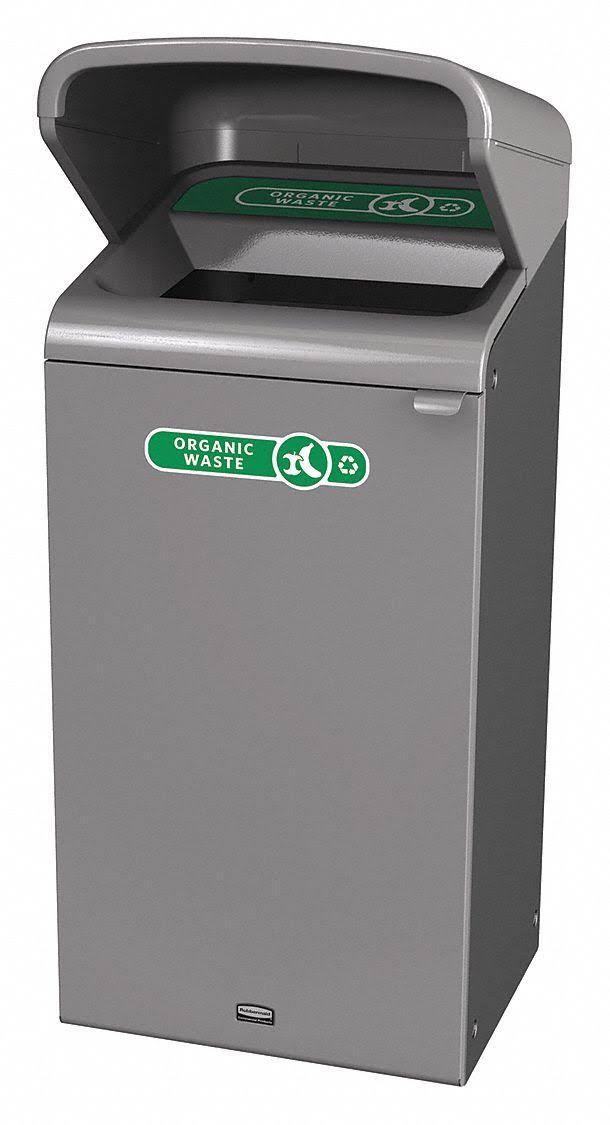 Grey 23 gal Trash Can with Rain Hood T940121