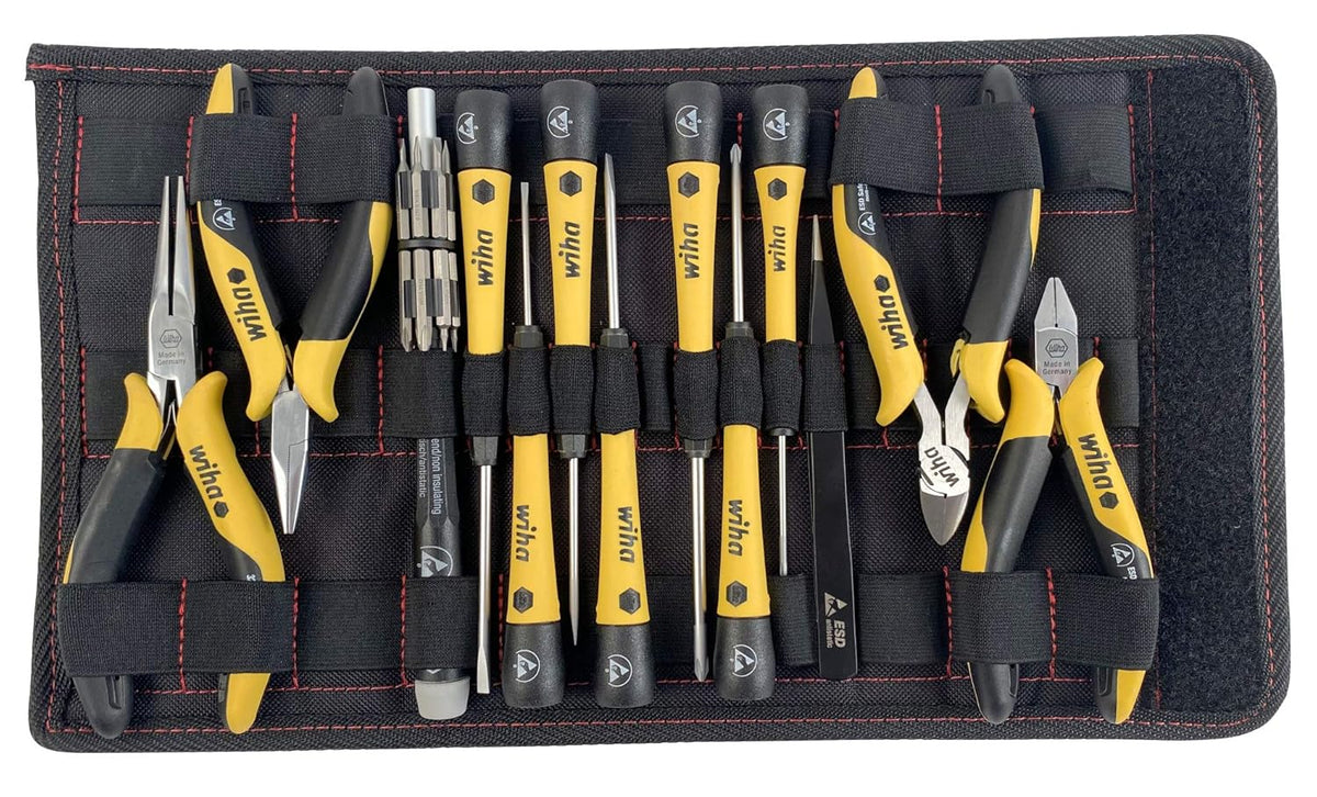 26 Piece ESD Safe Precision Screwdrivers Pliers and Bits Set with Velcro Pouch F336548