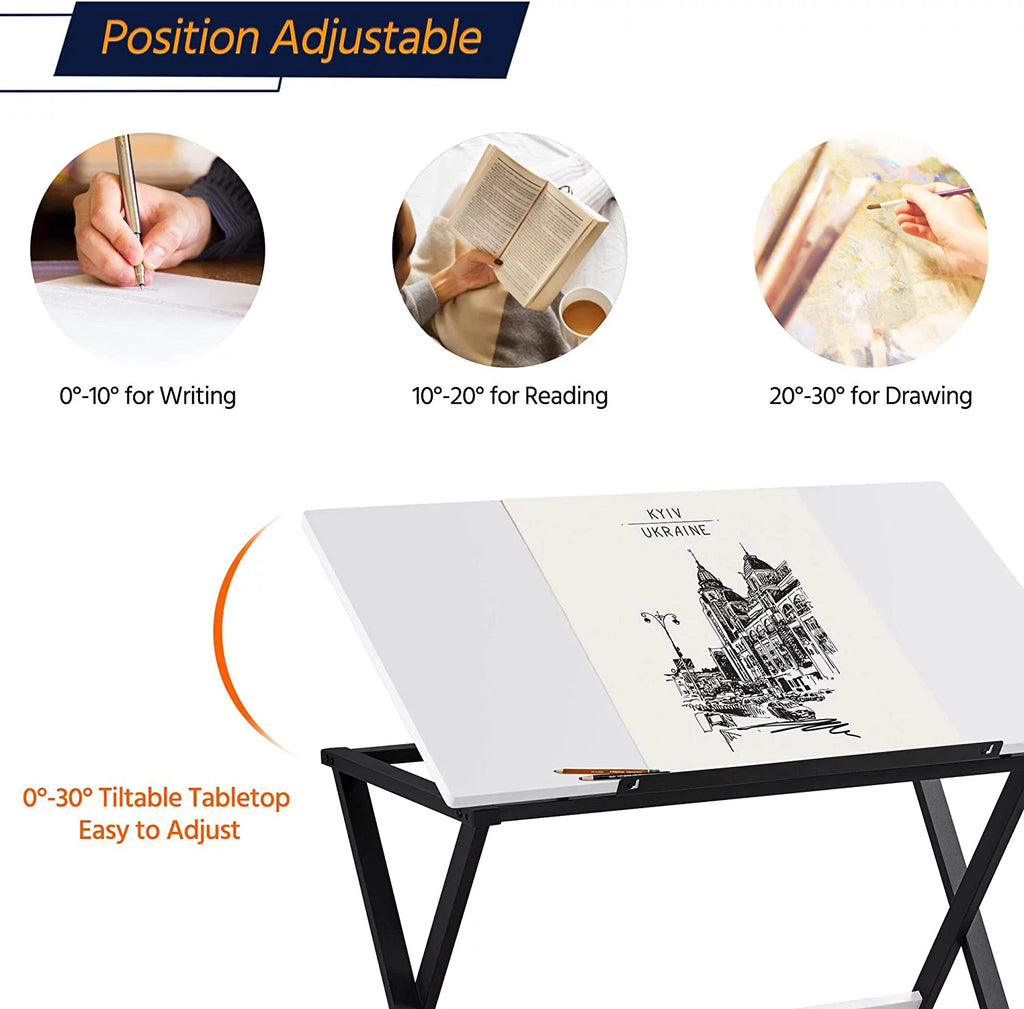 Drafting Table with Tilted Tabletop H91269