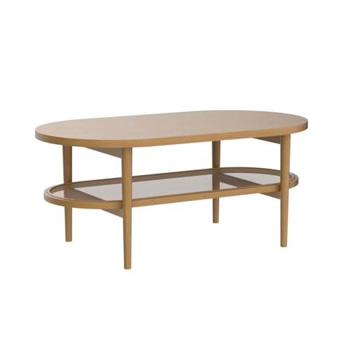 2-Tier Oval Coffee Table with Storage Shelf T1151