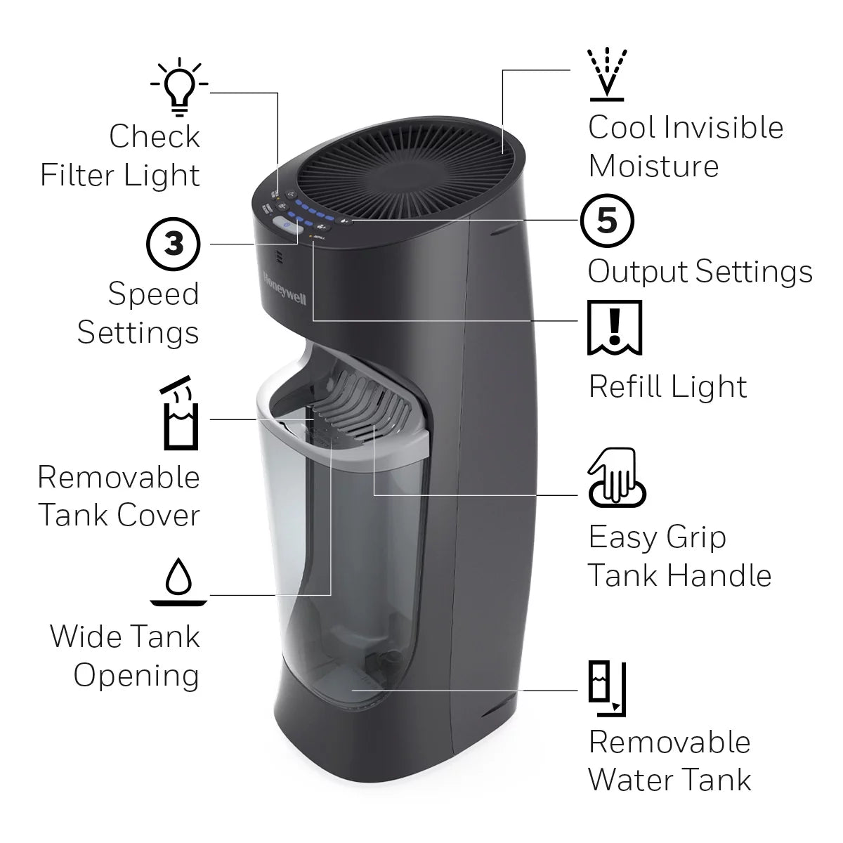 Black 1.7 gal Tower Humidifier C35430