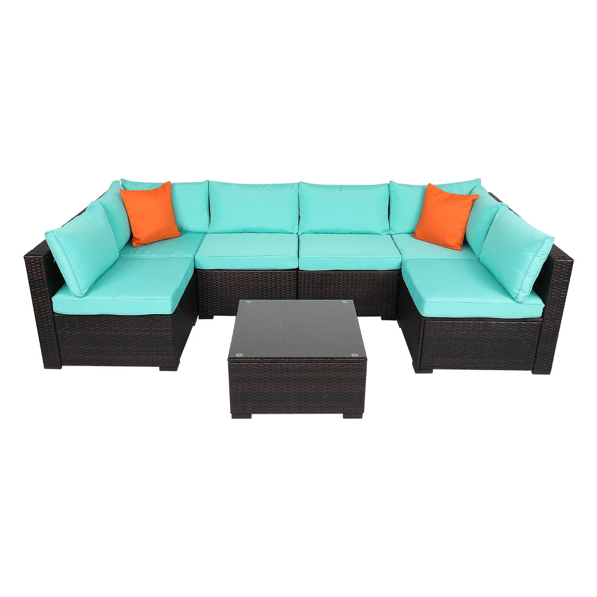 7 Pieces Outdoor Patio Rattan Sofa Sectional Furniture R79472